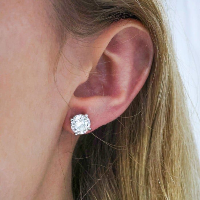 New Diamond and White Gold Four Claw Stud Earrings 4.64 Carats