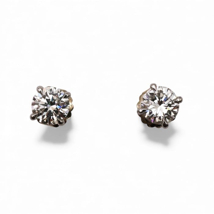 New Diamond and White Gold Four Claw Stud Earrings 4.64 Carats