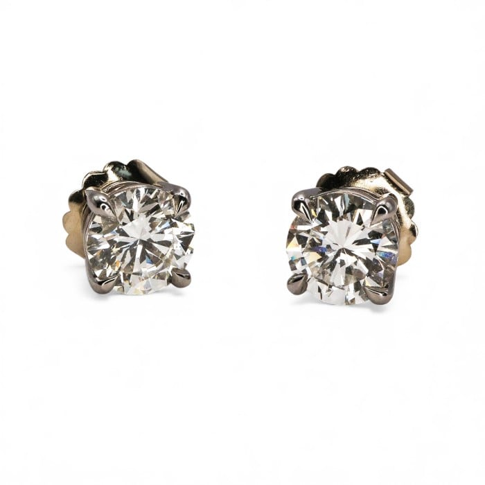 New Diamond and White Gold Four Claw Stud Earrings 4.64 Carats