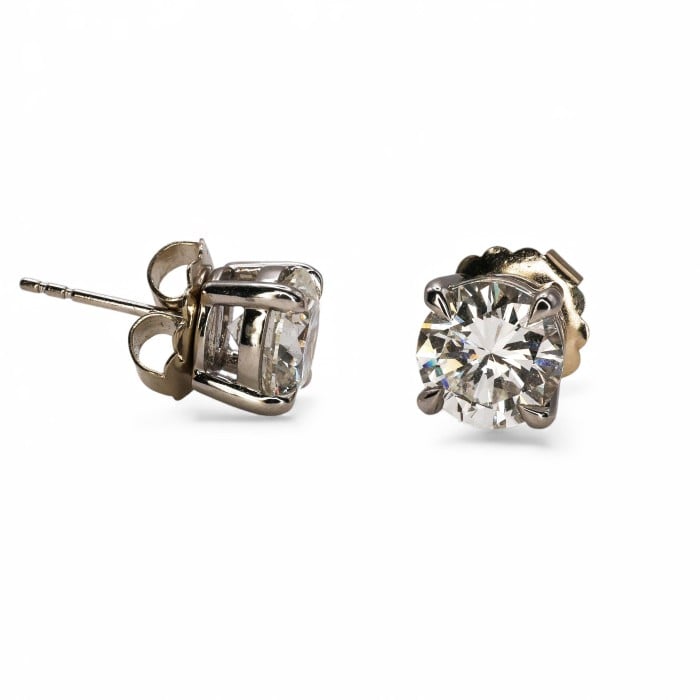 New Diamond and White Gold Four Claw Stud Earrings 4.64 Carats
