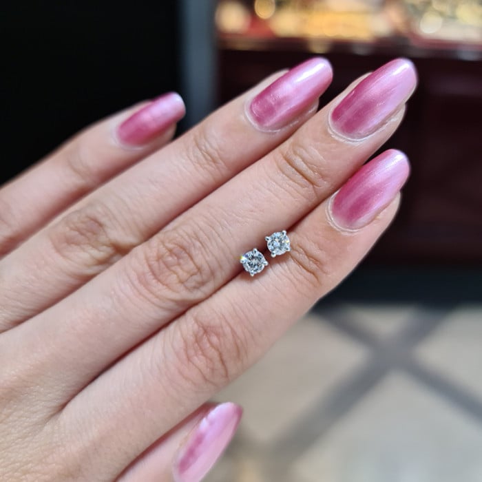 New Diamond and White Gold Stud Earrings, 0.44 Carats