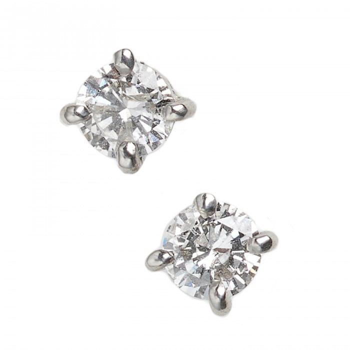 New Diamond and White Gold Stud Earrings, 0.44 Carats