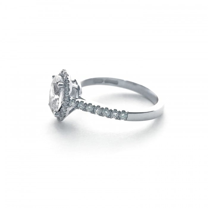 Oval Diamond Micro Pavé Halo Platinum Ring, 1.00ct D VS2