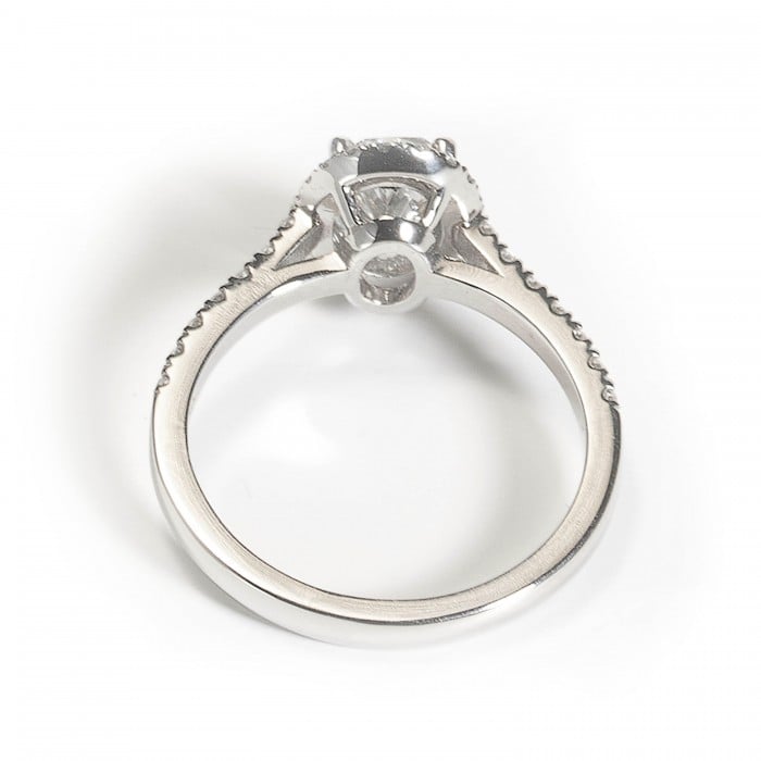 Oval Diamond Micro Pavé Halo Platinum Ring, 1.00ct D VS2