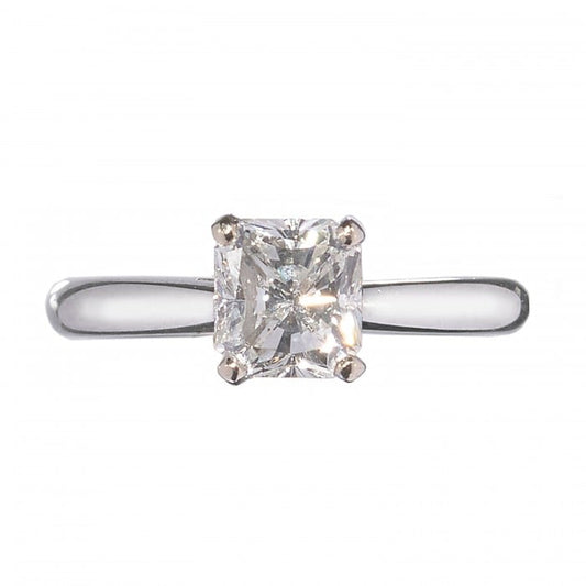 Radiant-Cut Diamond and Platinum Solitaire Ring, 1.01 Carat H SI1