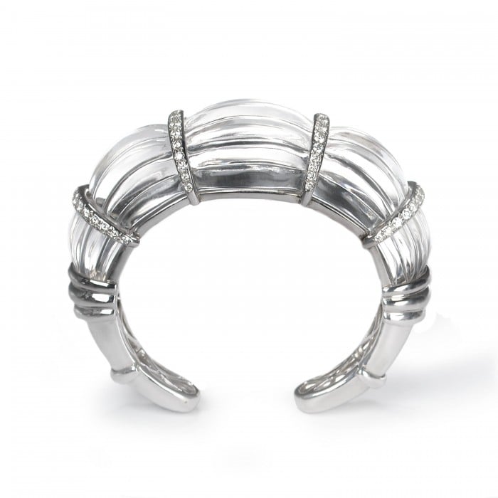 Rock Crystal And Diamond Cuff Bangle, 2.50ct