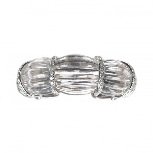 Rock Crystal And Diamond Cuff Bangle, 2.50ct