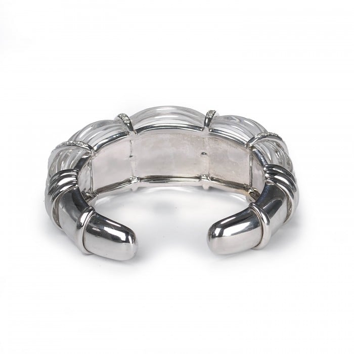 Rock Crystal And Diamond Cuff Bangle, 2.50ct