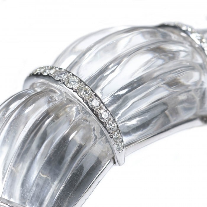 Rock Crystal And Diamond Cuff Bangle, 2.50ct