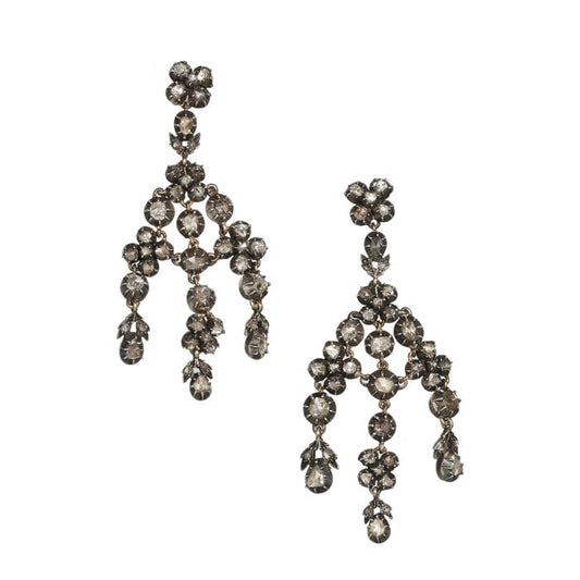 Rose Cut Diamond and Silver Upon Gold Girandole Earrings