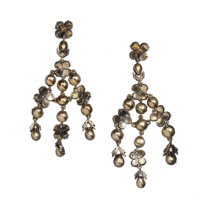 Rose Cut Diamond and Silver Upon Gold Girandole Earrings