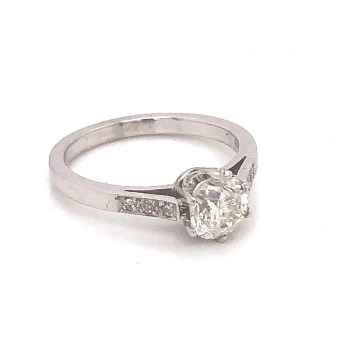 Round Brilliant Cut Diamond and Platinum Solitaire Ring 1.00 Carat L I1