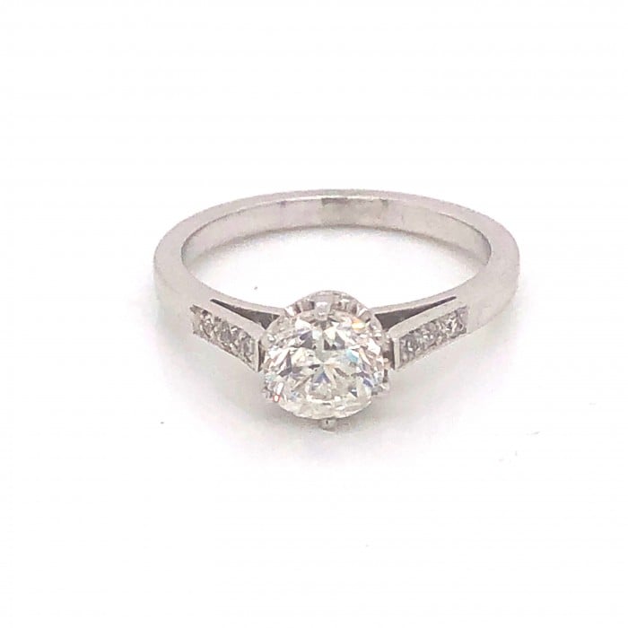 Round Brilliant Cut Diamond and Platinum Solitaire Ring 1.00 Carat L I1