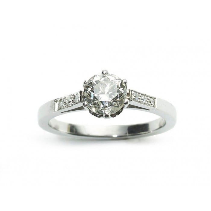 Round Brilliant Cut Diamond and Platinum Solitaire Ring 1.00 Carat L I1