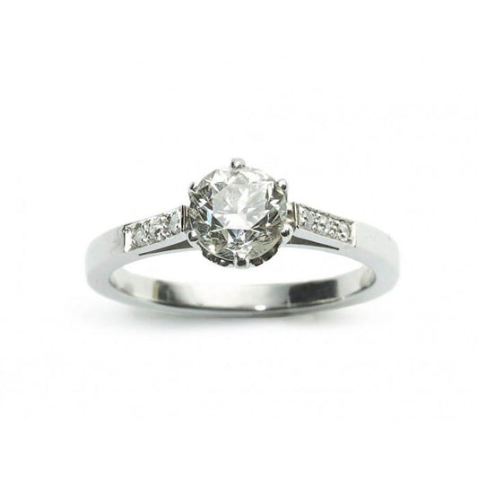 Round Brilliant Cut Diamond and Platinum Solitaire Ring 1.00 Carat L I1