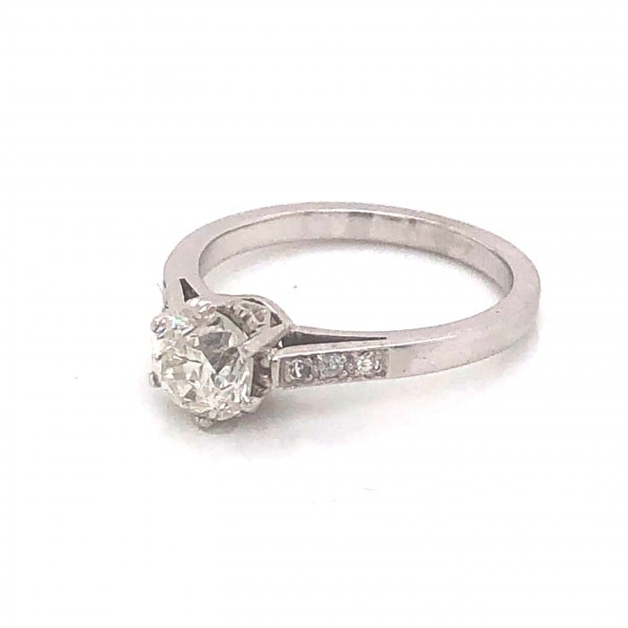 Round Brilliant Cut Diamond and Platinum Solitaire Ring 1.00 Carat L I1