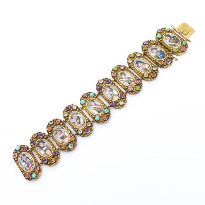 Swiss Enamel Cantons Bracelet, Circa 1835