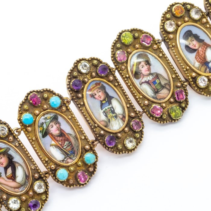 Swiss Enamel Cantons Bracelet, Circa 1835