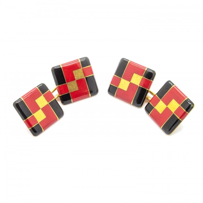 Tiffany & Co. Art Deco Enamel and Gold Cufflinks, Circa 1925