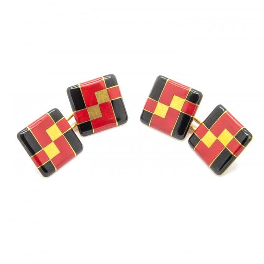 Tiffany & Co. Art Deco Enamel and Gold Cufflinks, Circa 1925