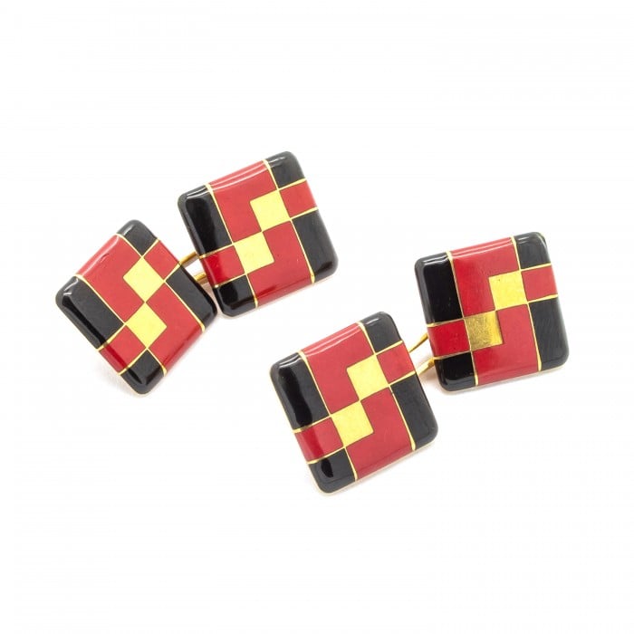 Tiffany & Co. Art Deco Enamel and Gold Cufflinks, Circa 1925