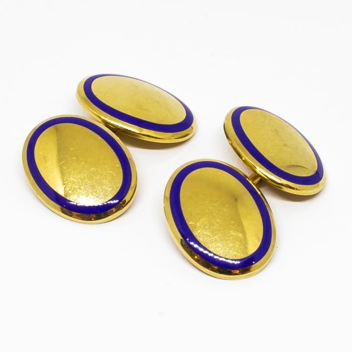 Tiffany & Co. Gold and Enamel Cufflinks