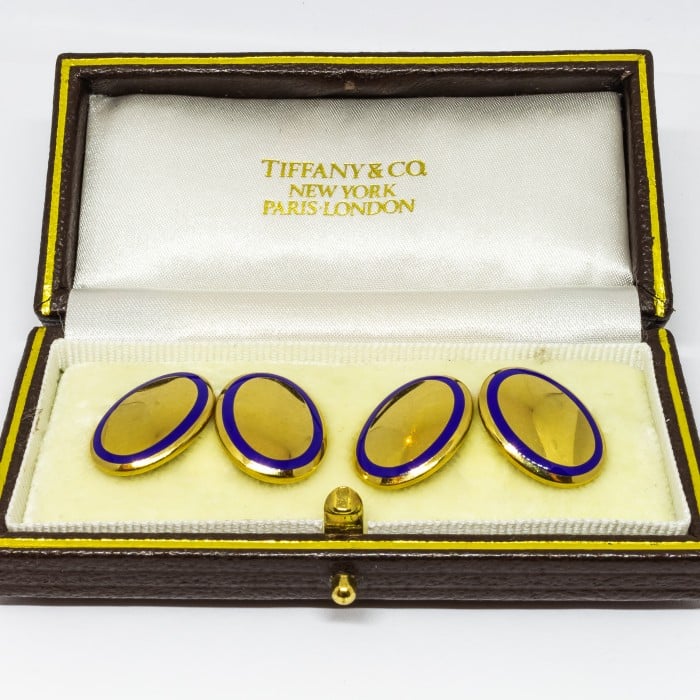 Tiffany & Co. Gold and Enamel Cufflinks