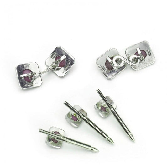 Tiffany & Co. Star Ruby Diamond and Platinum Dress-Set, Circa 1950