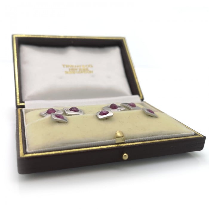 Tiffany & Co. Star Ruby Diamond and Platinum Dress-Set, Circa 1950