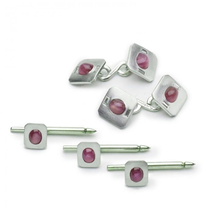 Tiffany & Co. Star Ruby Diamond and Platinum Dress-Set, Circa 1950