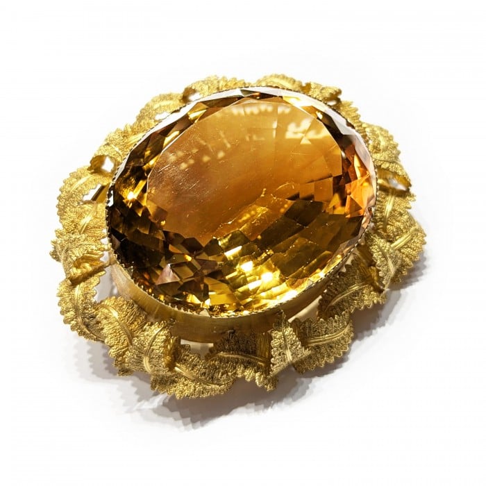 Victorian Citrine and Gold Brooch, Circa 1875