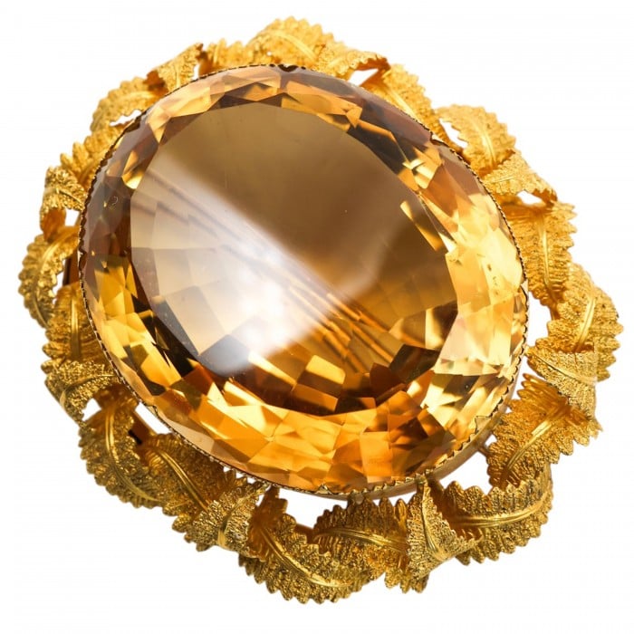 Victorian Citrine and Gold Brooch, Circa 1875