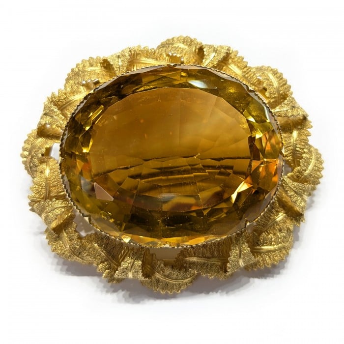 Victorian Citrine and Gold Brooch, Circa 1875