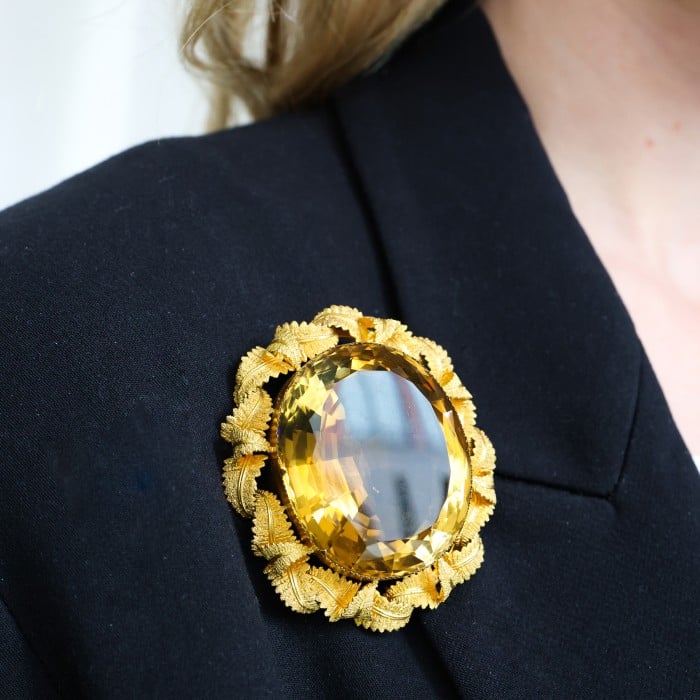 Victorian Citrine and Gold Brooch, Circa 1875
