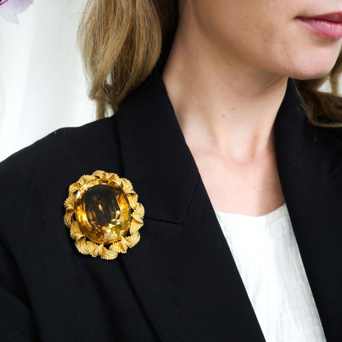 Victorian Citrine and Gold Brooch, Circa 1875