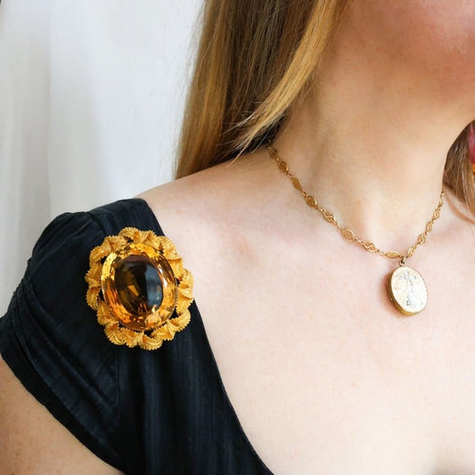Victorian Citrine and Gold Brooch, Circa 1875