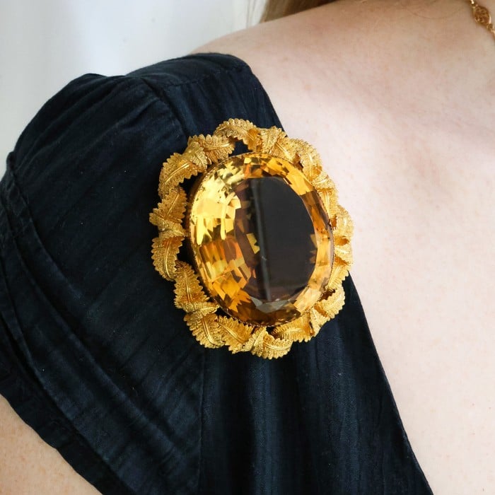 Victorian Citrine and Gold Brooch, Circa 1875