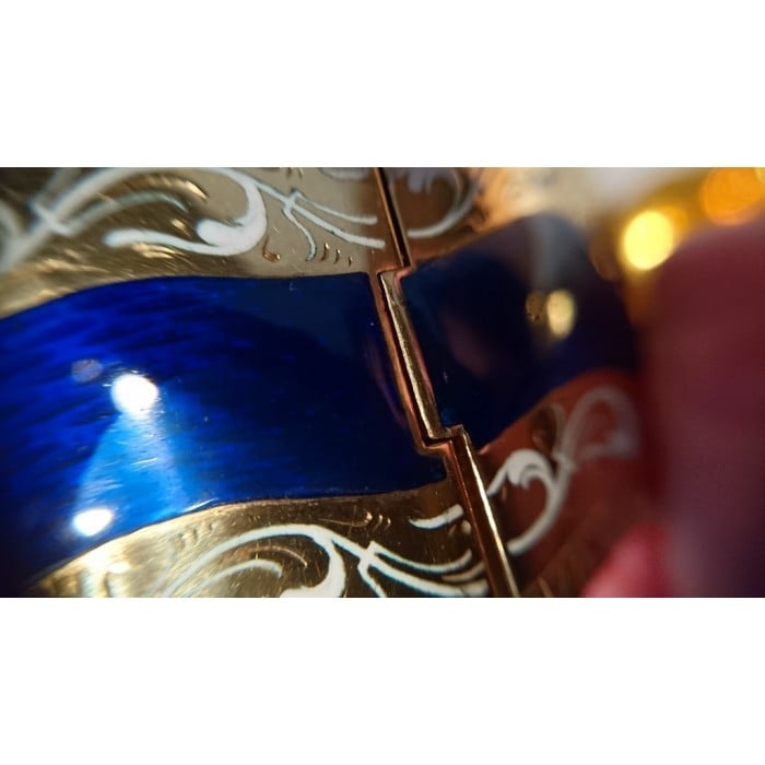 Victorian Enamel Diamond and Gold Bangle, Circa 1850