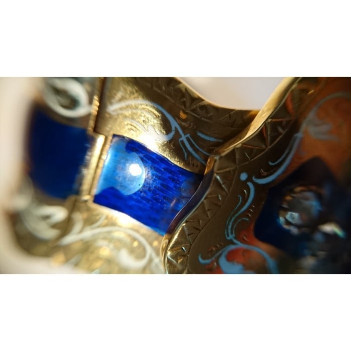 Victorian Enamel Diamond and Gold Bangle, Circa 1850