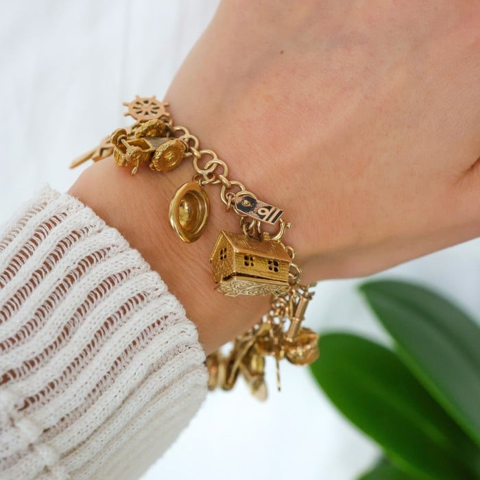 Vintage 9ct Gold Charm Bracelet, 1955 to 1971