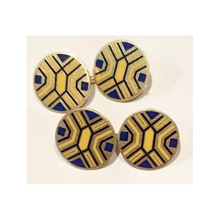 Vintage American Enamel and Gold Cufflinks, Circa 1950