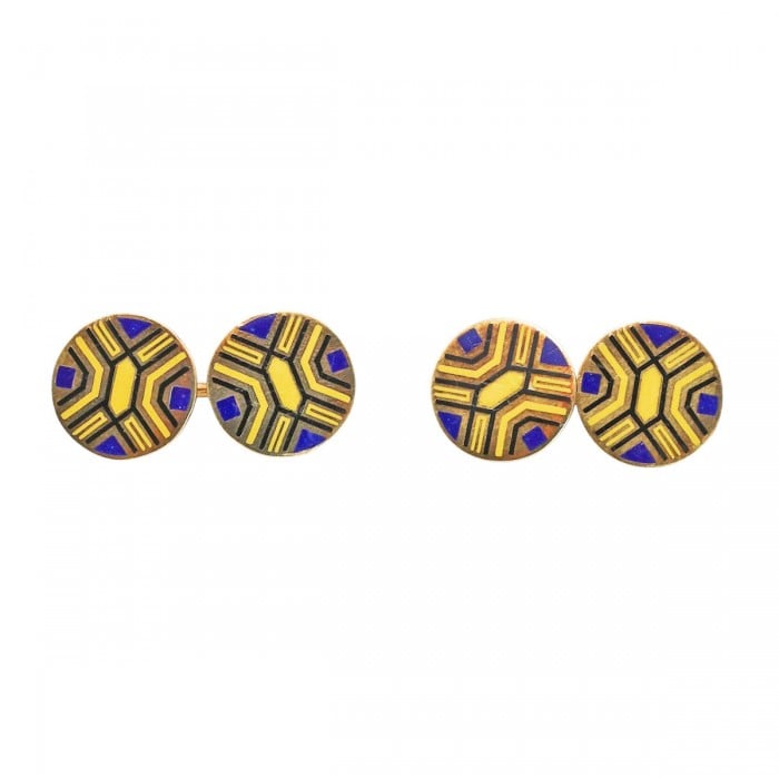 Vintage American Enamel and Gold Cufflinks, Circa 1950
