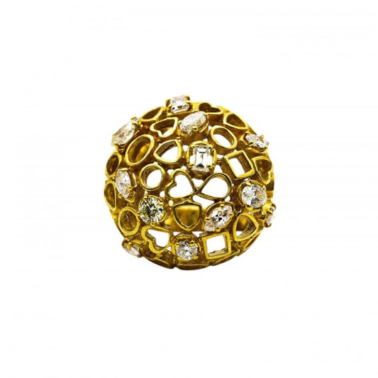 Vintage Andrew Grima Diamond and Gold Bombé Ring, 1969