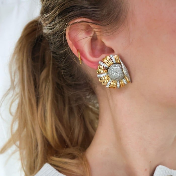 Vintage Diamond Flowerburst Earrings, 3.00ct, Circa 1950