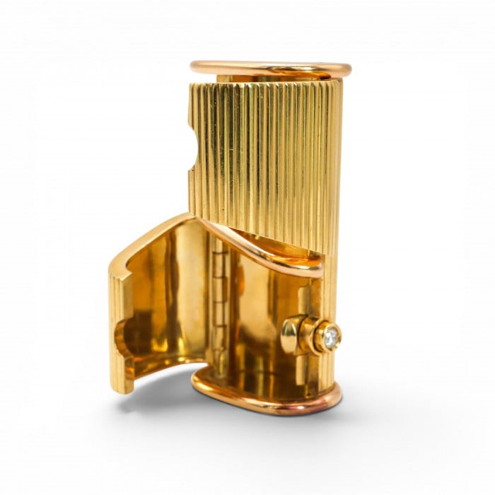 Vintage Giaconi & Gioli Italian Gold and Diamond Double Pill Box, Circa 1970