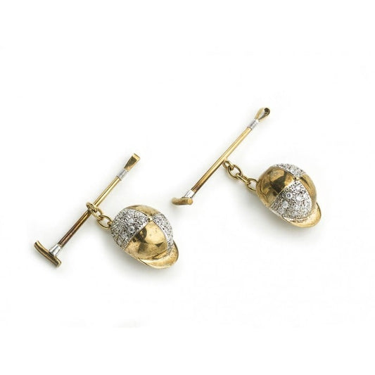 Vintage Gold and Cubic Zirconia Jockey Cufflinks, 1980