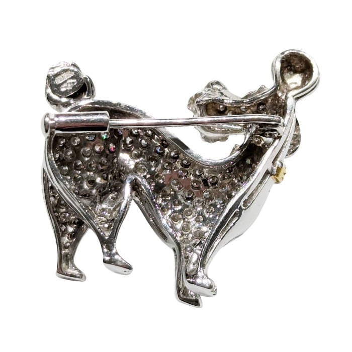 Vintage Italian Diamond and White Gold Poodle Brooch, 1994
