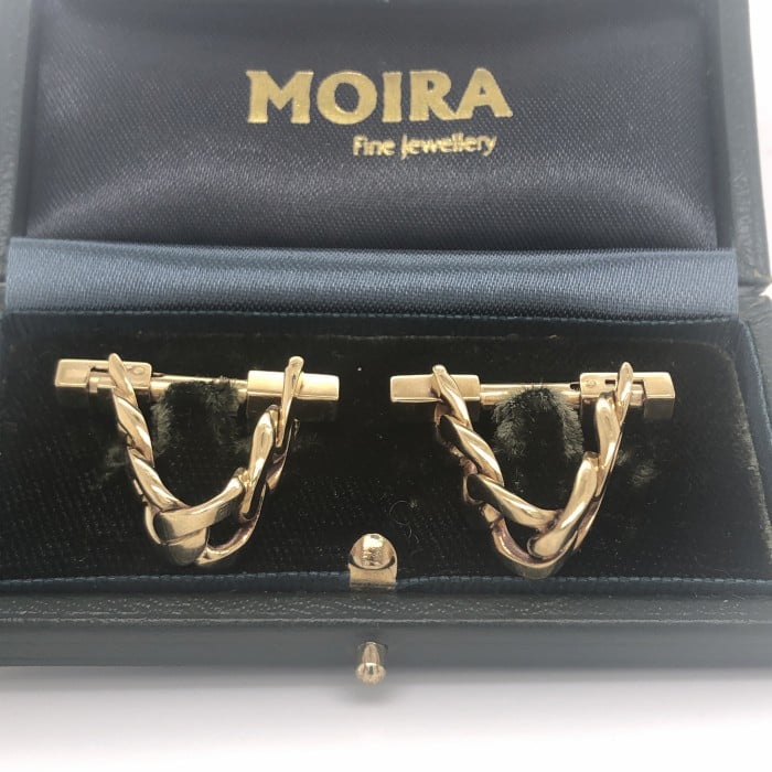 Vintage Italian Gold Stirrup Curb Link Cufflinks, Circa 1968
