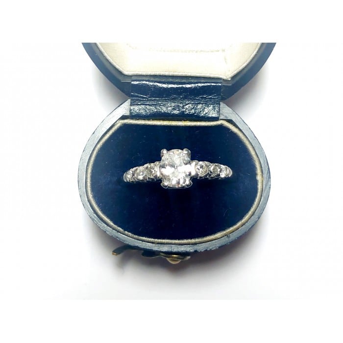 Vintage Oval Diamond and Platinum Ring 0.51 Carats