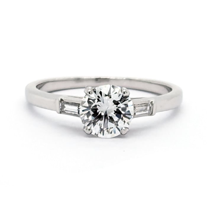Vintage Solitaire Diamond and Platinum Ring, 0.81 Carats, Circa 1940